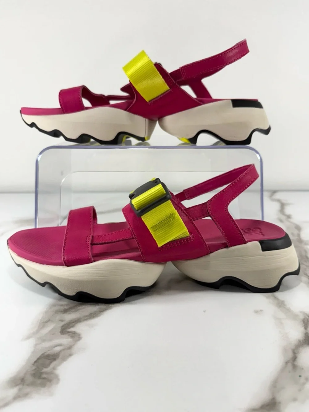 Sorel Kinetic Impact Leather Neon Strap Sporty Chunky Platform Sling Sandals 7.5 - Picture 6 of 12